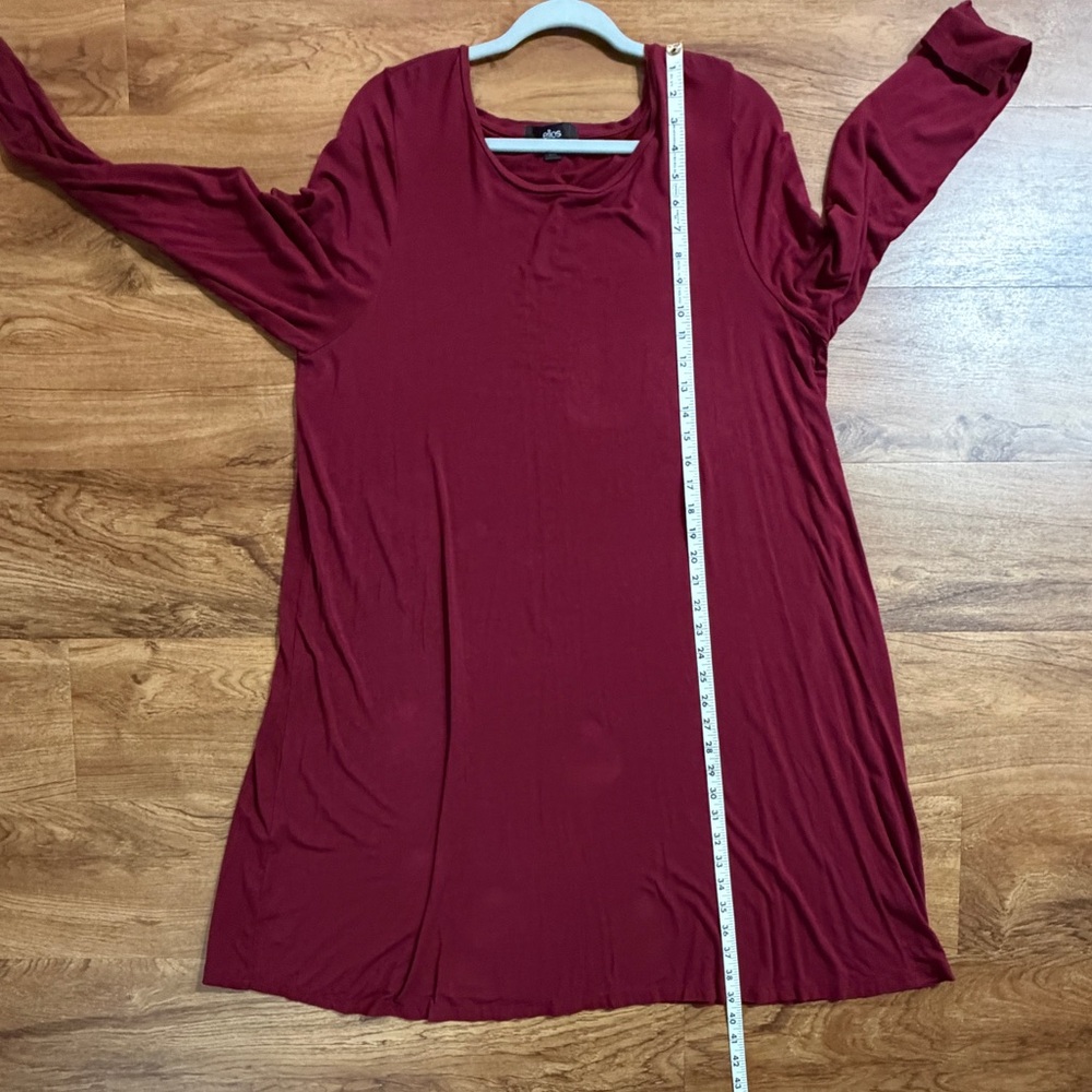 Ellos Deep Red Burgundy Garment Women Sz Large Crewneck Shaft Relaxed Dress‎ - Picture 4 of 7